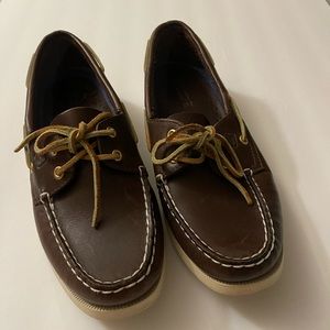 Sperry top slider brown leather